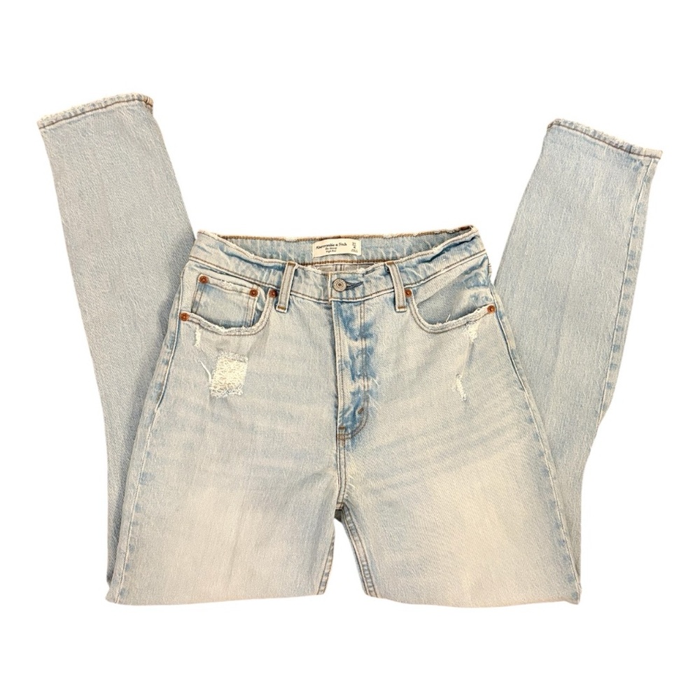 Abercrombie & Fitch Light Blue Distressed High Rise Skinny Jean 27/4L Long
